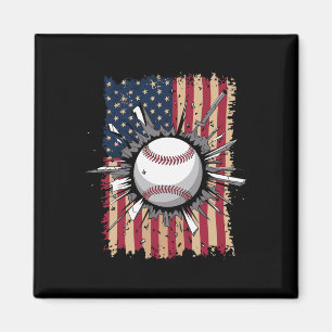 Baseball Us Flag Magnet
