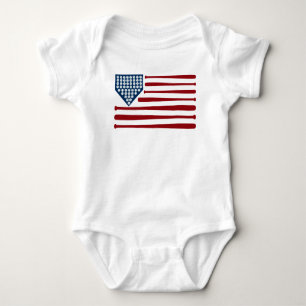 Baseball USA Flag Bats & Balls - GraphicLoveShop Baby Bodysuit