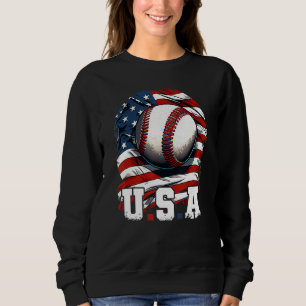 Baseball USA Flag Patriotic  4th Of July Baseball Sweatshirt