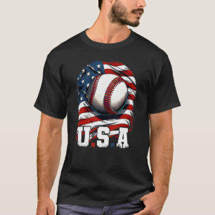 Baseball USA Flag Patriotic 4th Of July Baseball T-Shirt