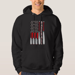 Baseball USA Flag Patriotic American Baseball 4th  Hoodie