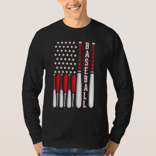 Baseball USA Flag Patriotic American Baseball 4th  T-Shirt