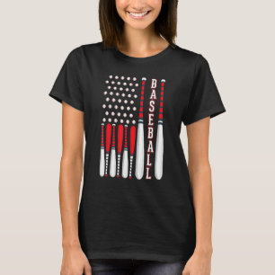 Baseball USA Flag Patriotic American Baseball 4th  T-Shirt
