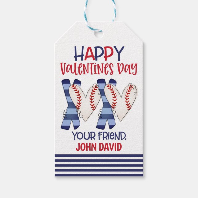 Baseball Valentine Favour Tag (Front)