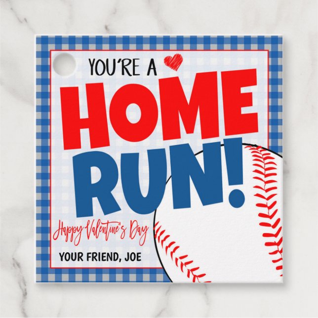 Baseball Valentine Gift Tag (Front)