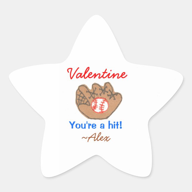 Baseball valentine sticker - personalised (Front)