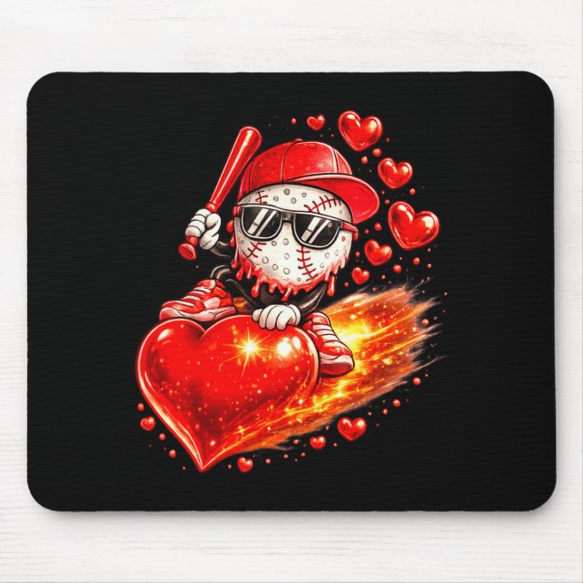 Baseball Valentines Day Drip Ice Cream Team  Mouse Pad (Front)