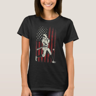 Baseball Vintage American Flag 4th Of July Sports T-Shirt