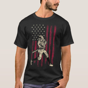 Baseball Vintage American Flag 4th Of July Tee Gif