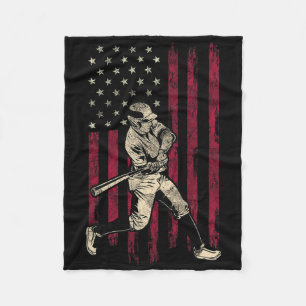 Baseball Vintage American Flag 4th Of July Tee Gif Fleece Blanket