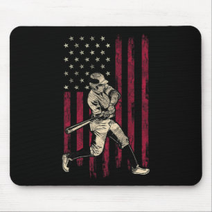 Baseball Vintage American Flag 4th Of July Tee Gif Mouse Pad