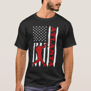 Baseball Vintage Atlanta American Flag Distressed T-Shirt