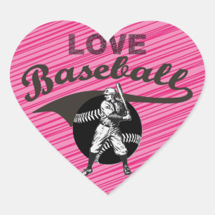 Baseball:Vintage Heart Sticker