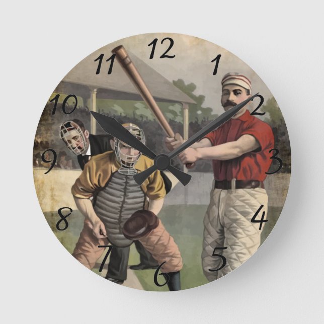 Baseball:Vintage Round Clock (Front)