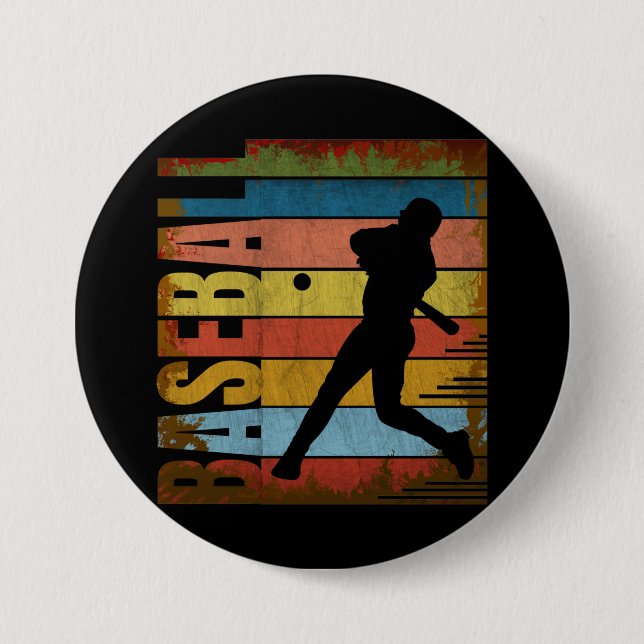 BASEBALL VINTAGE STYLE 7.5 CM ROUND BADGE (Front)
