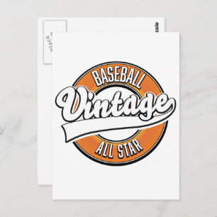 Baseball vintage style logo. postcard