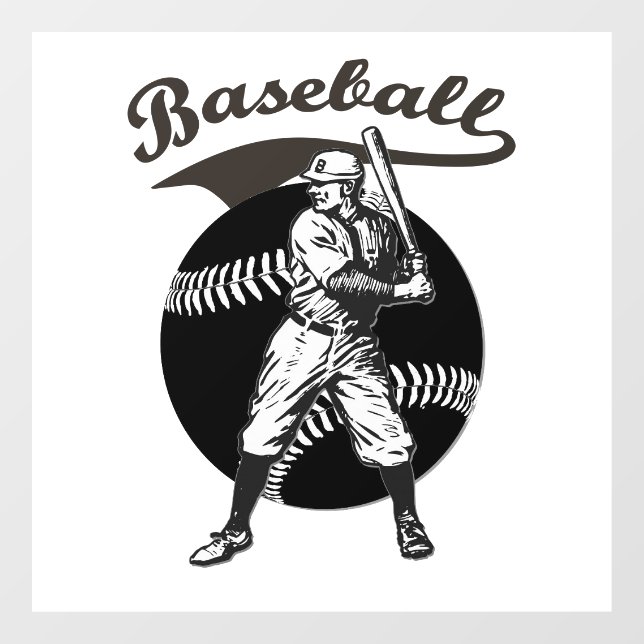 Baseball:Vintage Window Cling Sticker (Sheet)