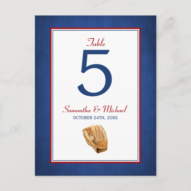 Baseball Wedding Table Number Postcard (Front)