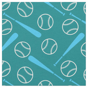 Baseball - white and blue on dark green fabric