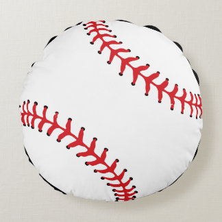 Baseball white and red round cushion