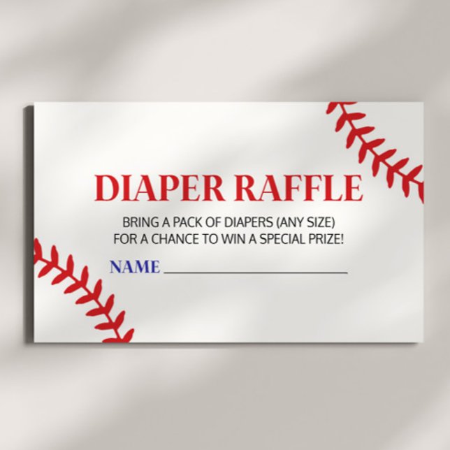Baseball White Red Baby Shower Diaper Raffle Enclosure Card (Creator Uploaded)