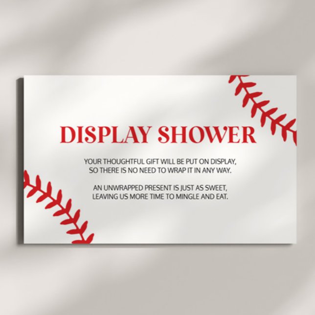 Baseball White Red Baby Shower Display Shower Enclosure Card (Creator Uploaded)