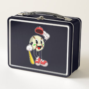 Baseball with Baseball bat Metal Lunch Box