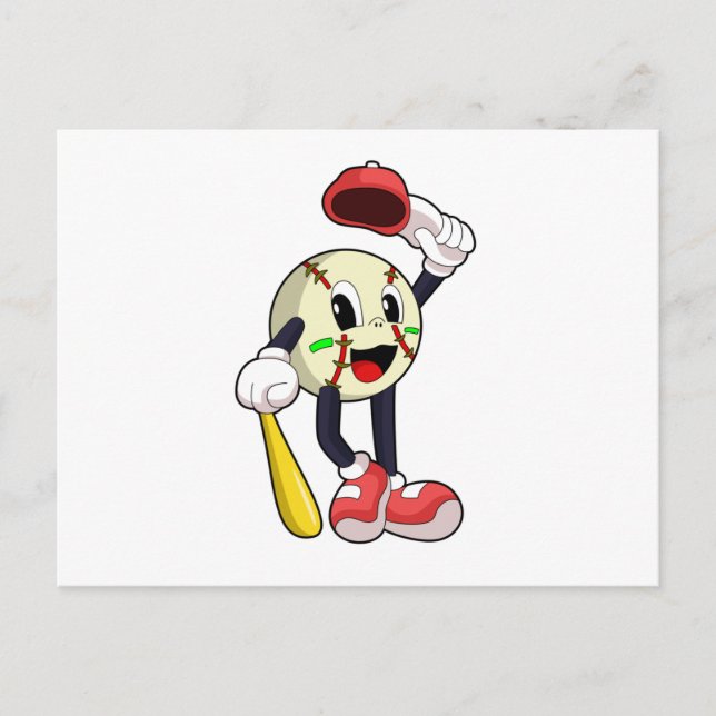 Baseball with Baseball bat Postcard (Front)