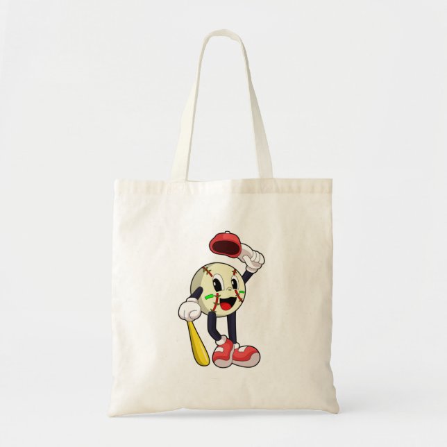 Baseball with Baseball bat Tote Bag (Front)