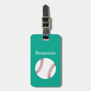 Baseball with Custom Name - Emerald Luggage Tag