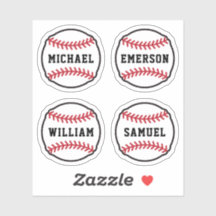 Baseball with custom name or text, set of four