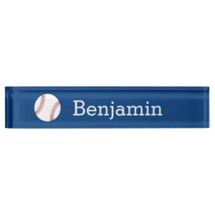 Baseball with Custom Name - Royal Blue Nameplate