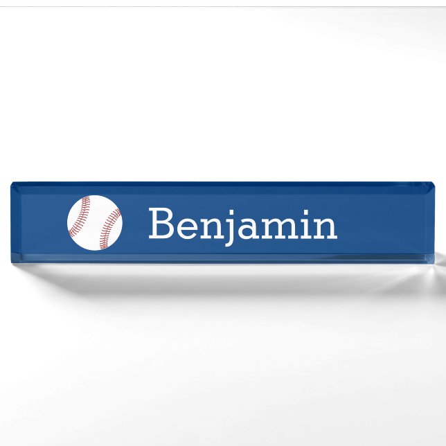 Baseball with Custom Name - Royal Blue Nameplate (Front)