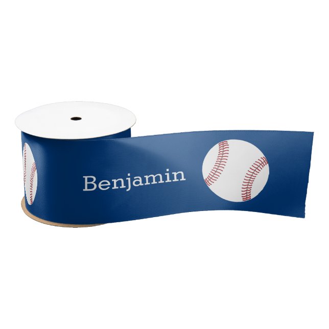 Baseball with Custom Name - Royal Blue Satin Ribbon (Spool)