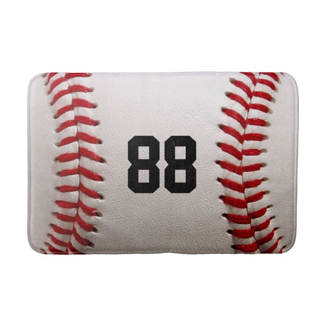 Baseball with Customisable Number Bath Mat (Front)