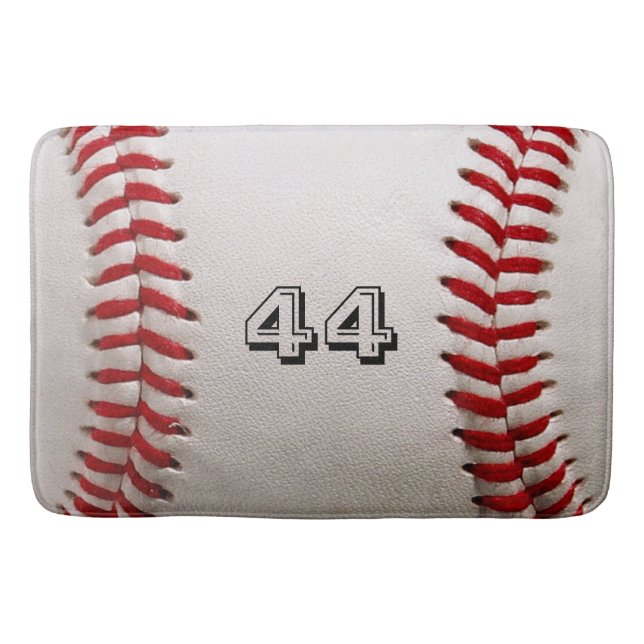 Baseball with Customisable Number Bath Mat (Front)