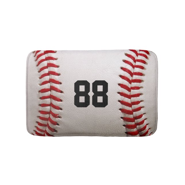 Baseball with Customisable Number Bath Mat (Front)