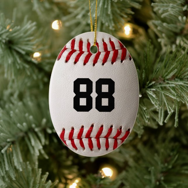 Baseball with Customisable Number Ceramic Tree Decoration (Tree)