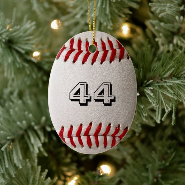 Baseball with Customisable Number Ceramic Tree Decoration (Tree)