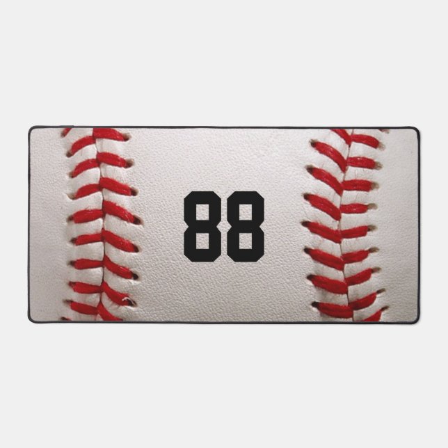 Baseball with Customisable Number Desk Mat (Front)