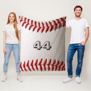 Baseball with Customisable Number Fleece Blanket