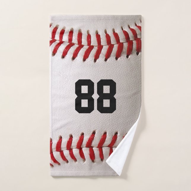 Baseball with Customisable Number Hand Towel (Hand Towel)