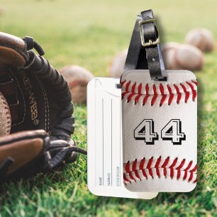 Baseball with Customisable Number Luggage Tag