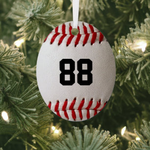 Baseball with Customisable Number Metal Tree Decoration