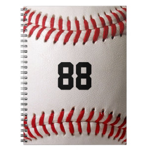 Baseball with customisable number notebook
