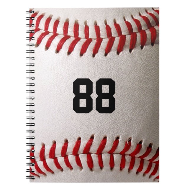 Baseball with customisable number notebook (Front)
