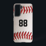 Baseball with Customisable Number Samsung Galaxy Case<br><div class="desc">A macro photograph of a brand new Baseball with red stitching. Perfect gift for the baseball or softball sports fan.</div>