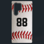 Baseball with Customisable Number Samsung Galaxy Case<br><div class="desc">A macro photograph of a brand new Baseball with red stitching. Perfect gift for the baseball or softball sports fan.</div>