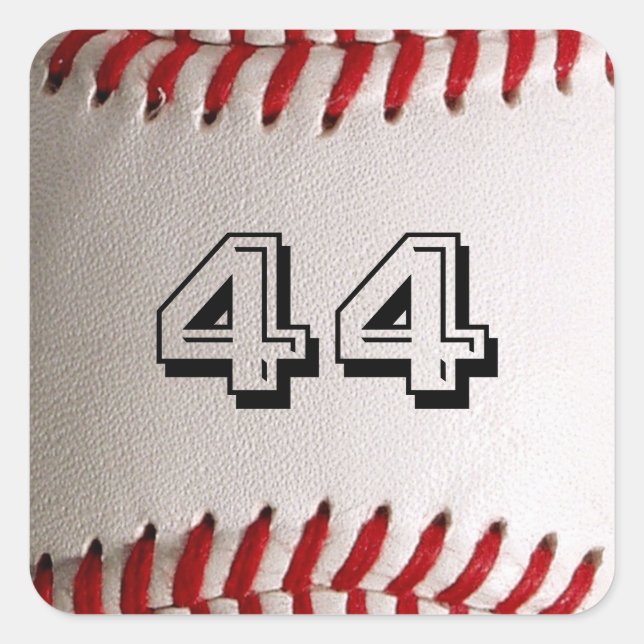 Baseball with Customisable Number Square Sticker (Front)