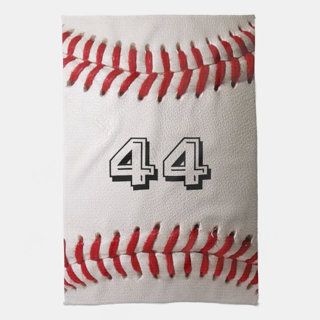Baseball with Customisable Number Tea Towel (Vertical)